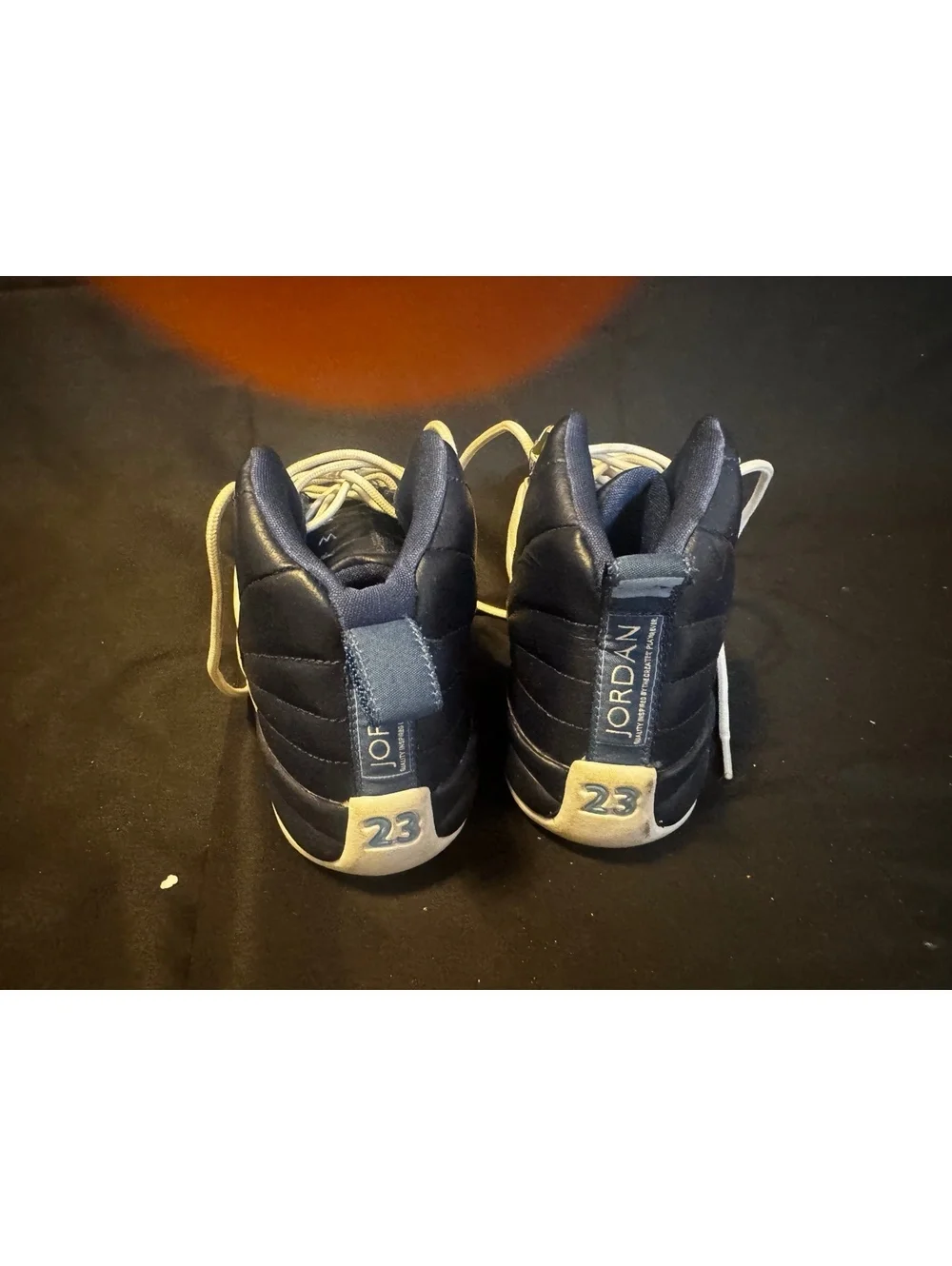 Jordan 12 Retro Navy Blue and White Basketball Shoes Size 5Y
